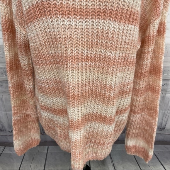 Calvin Klein Mock Neck Pink Striped Sweater Mohair Wool Acrylic Blend Oversized - Picture 4 of 9